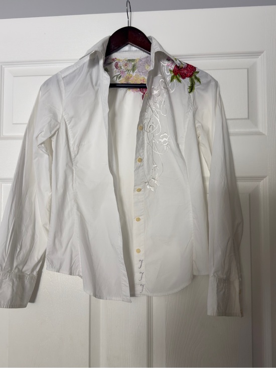 Johnny Was Other - 3J Workshop Johnny Was White Floral Embroidered Button-Up Shirt Size S